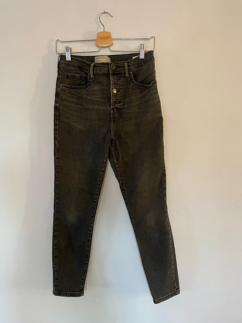 Everlane High-Rise Authentic Stretch Skinny Jeans Black 29 Ankle